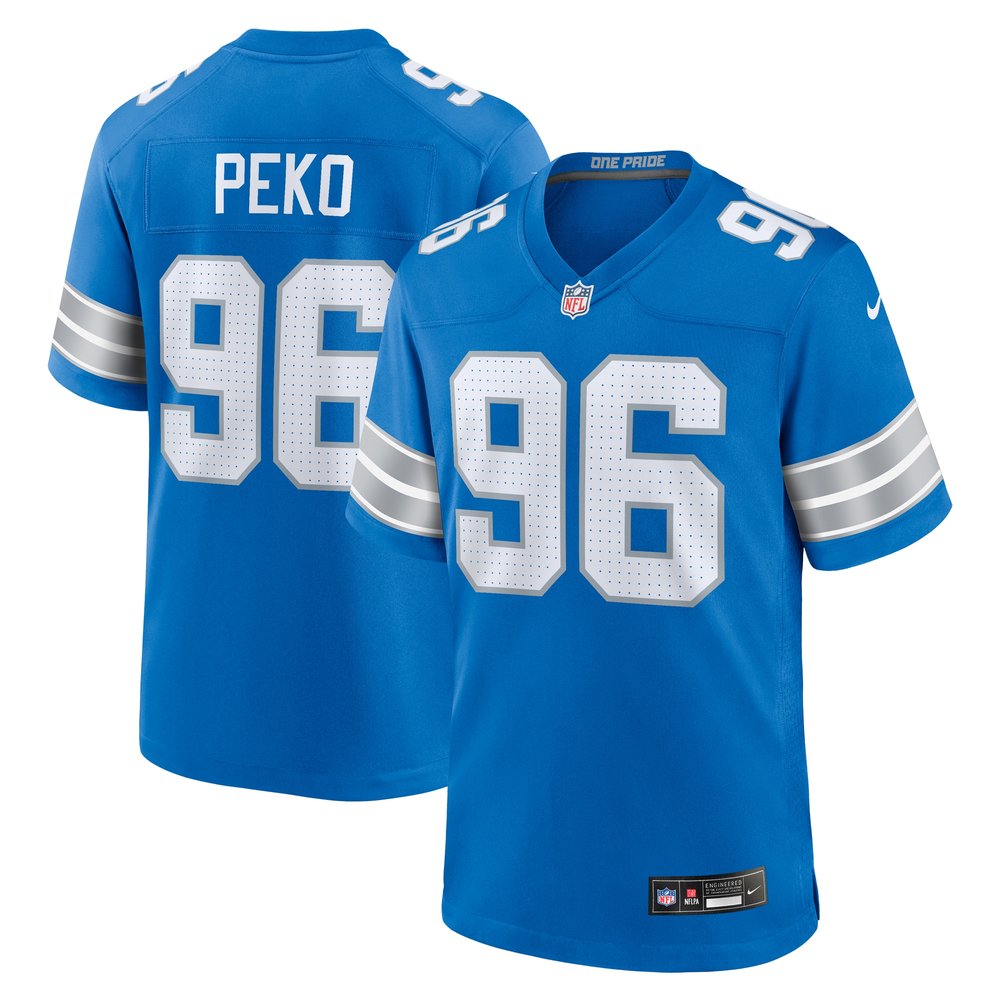 Men's Detroit Lions Kyle Peko Blue Game Jersey 