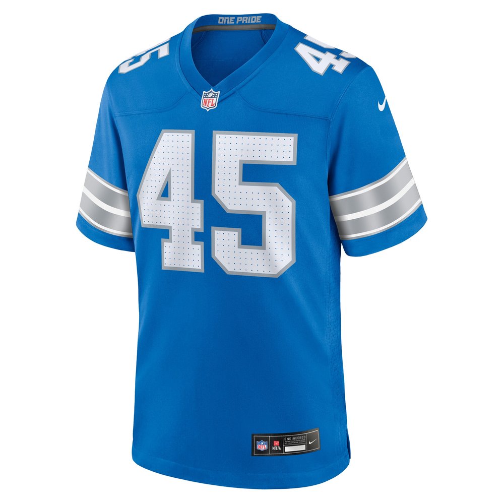 Men's Detroit Lions Isaac Ukwu Blue Game Jersey 