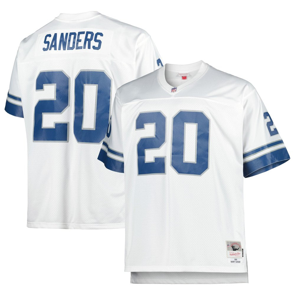 Men's Detroit Lions Barry Sanders Mitchell & Ness White Big & Tall 1996 Retired Player Replica Jersey 