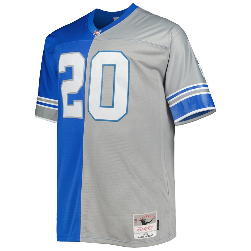 Men's Detroit Lions Barry Sanders Mitchell & Ness Blue/Silver Big & Tall Split Legacy Retired Player Replica Jersey 