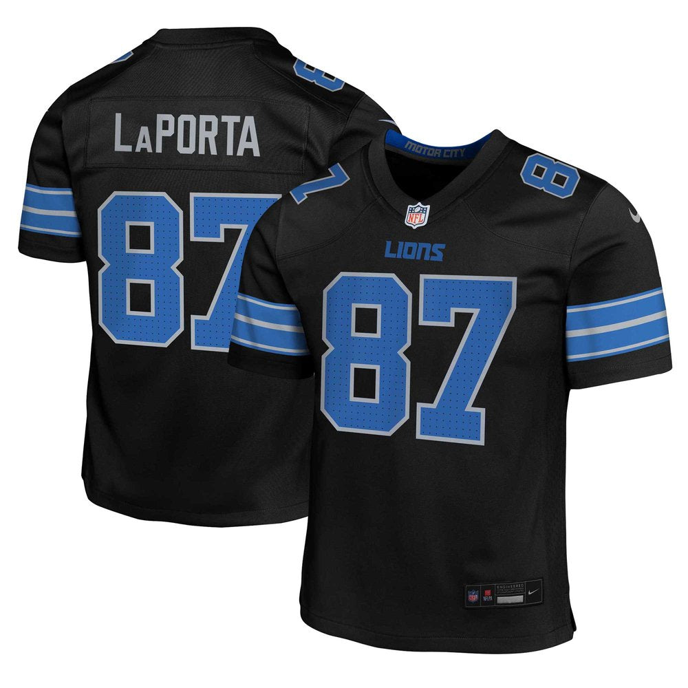 Youth Detroit Lions Sam LaPorta Black Alternate Player Game Jersey 