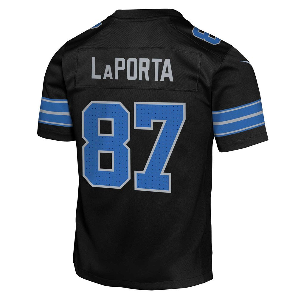 Youth Detroit Lions Sam LaPorta Black Alternate Player Game Jersey 