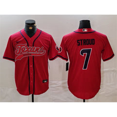 Men's Houston Texans #7 C.J. Stroud Red With Patch Cool Base Stitched Baseball Jersey 