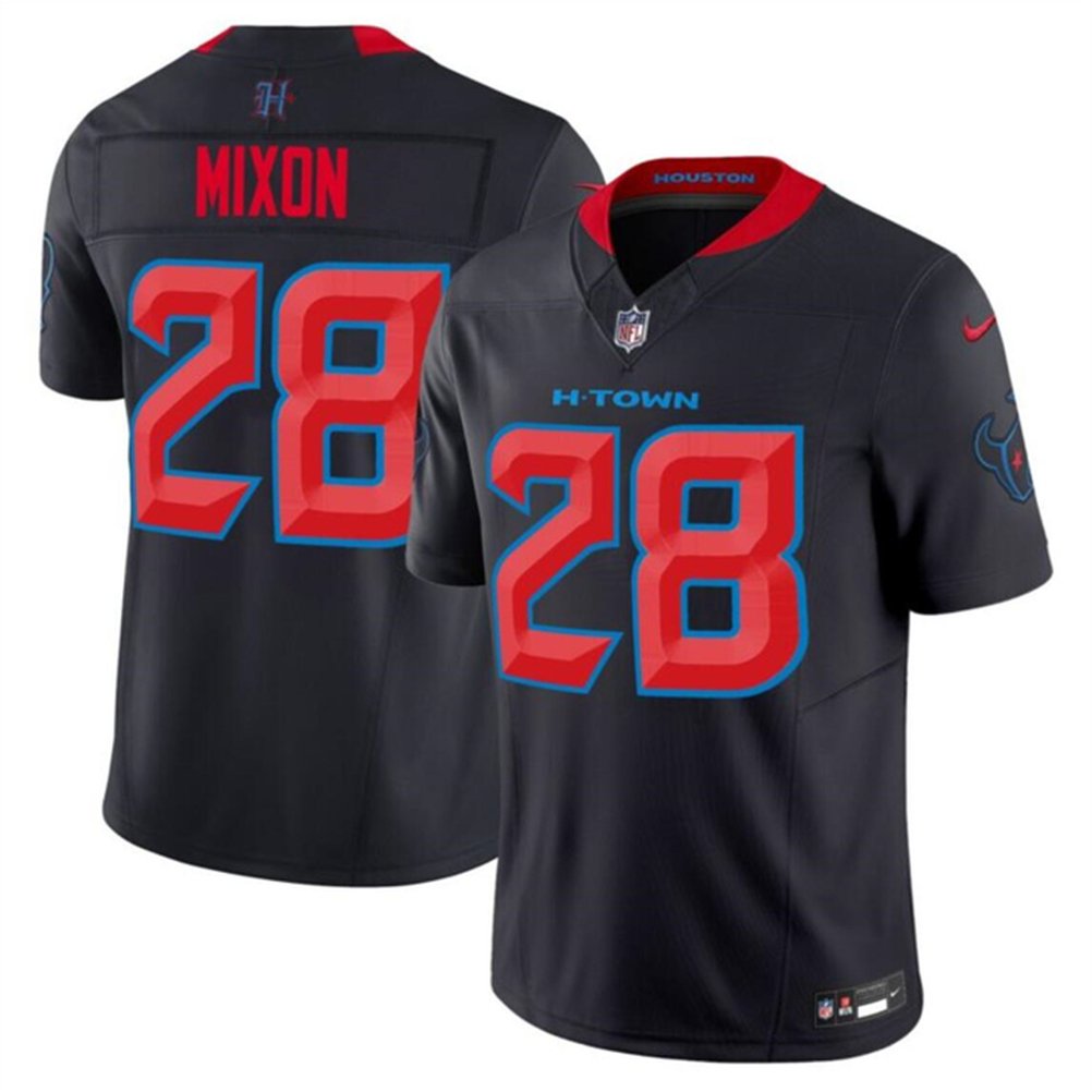 Men's Houston Texans #28 Joe Mixon Navy 2024 2nd Alternate F.U.S.E Vapor Stitched jersey 