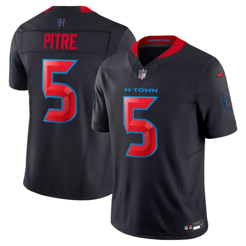 Men's Houston Texans #5 Jalen Pitre Navy 2024 2nd Alternate F.U.S.E Vapor Stitched jersey 