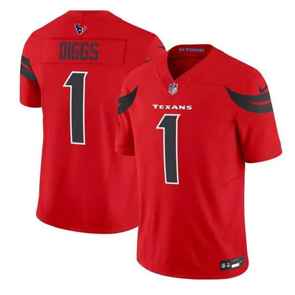 Men's Houston Texans #1 Stefon Diggs Red Red 2024 Alternate F.U.S.E Vapor Stitched jersey 