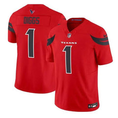 Men's Houston Texans #1 Stefon Diggs Red Red 2024 Alternate F.U.S.E Vapor Stitched jersey 
