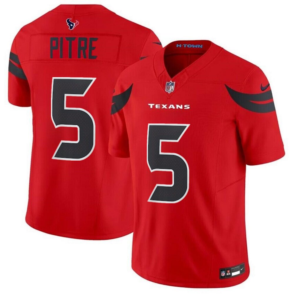 Men's Houston Texans #5 Jalen Pitre Red 2024 Alternate F.U.S.E Vapor Stitched jersey 