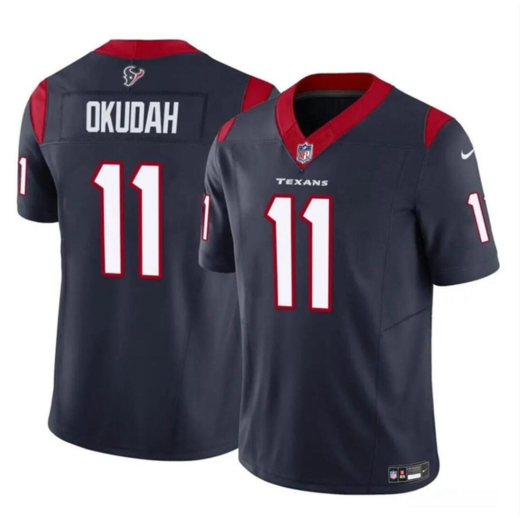 Men's Houston Texans #11 Jeff Okudah Navy 2024 F.U.S.E Vapor Untouchable Stitched Football Jersey 