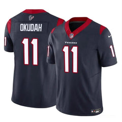 Men's Houston Texans #11 Jeff Okudah Navy 2024 F.U.S.E Vapor Untouchable Stitched Football Jersey 