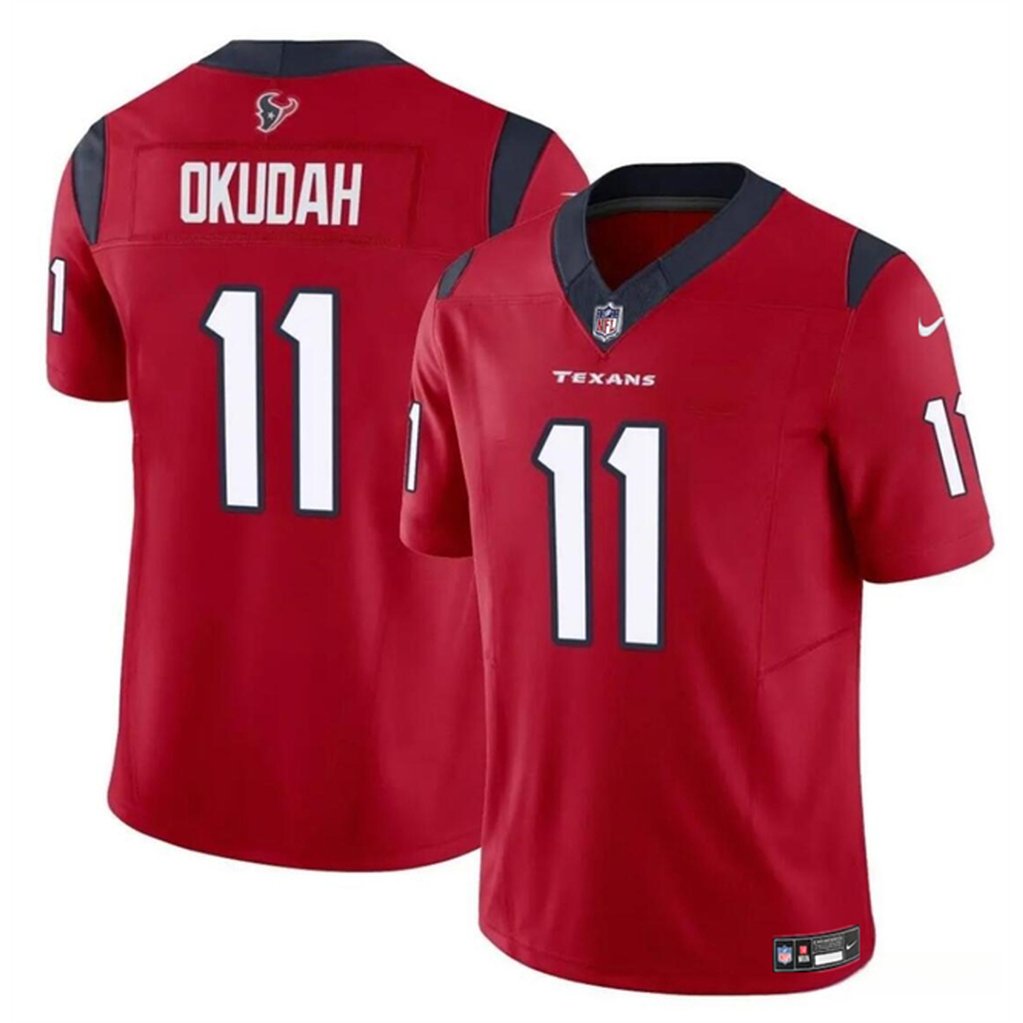 Men's Houston Texans #11 Jeff Okudah Red 2024 F.U.S.E Vapor Untouchable Stitched Football Jersey 