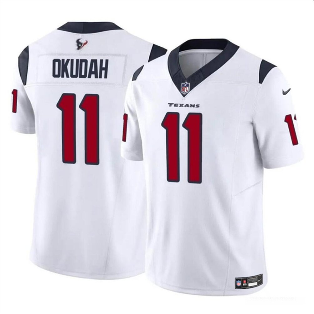 Men's Houston Texans #11 Jeff Okudah White 2024 F.U.S.E Vapor Untouchable Stitched Football Jersey 