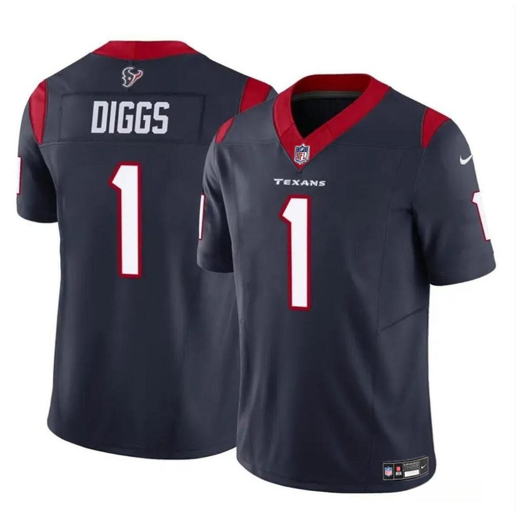Men's Houston Texans #1 Stefon Diggs Navy 2024 F.U.S.E Vapor Untouchable Stitched Football Jersey 