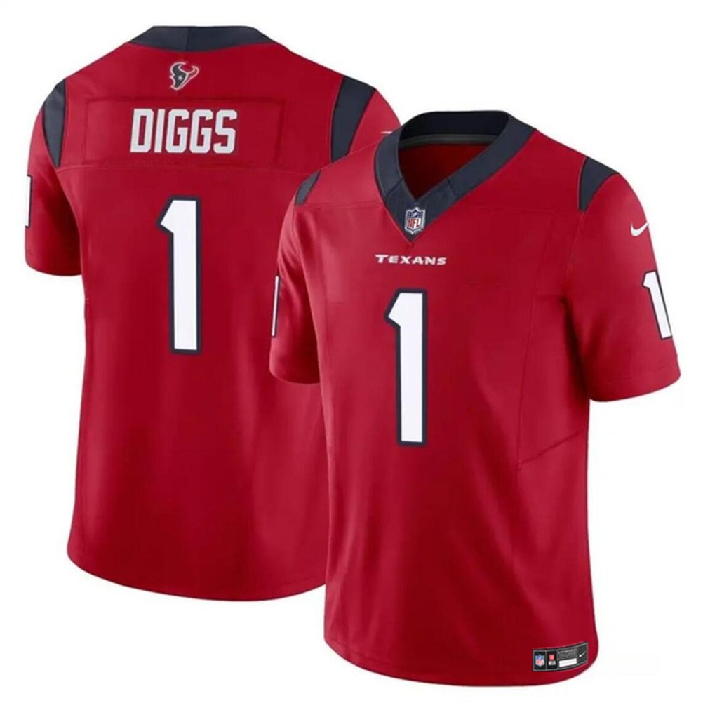 Men's Houston Texans #1 Stefon Diggs Red 2024 F.U.S.E Vapor Untouchable Stitched Football Jersey 