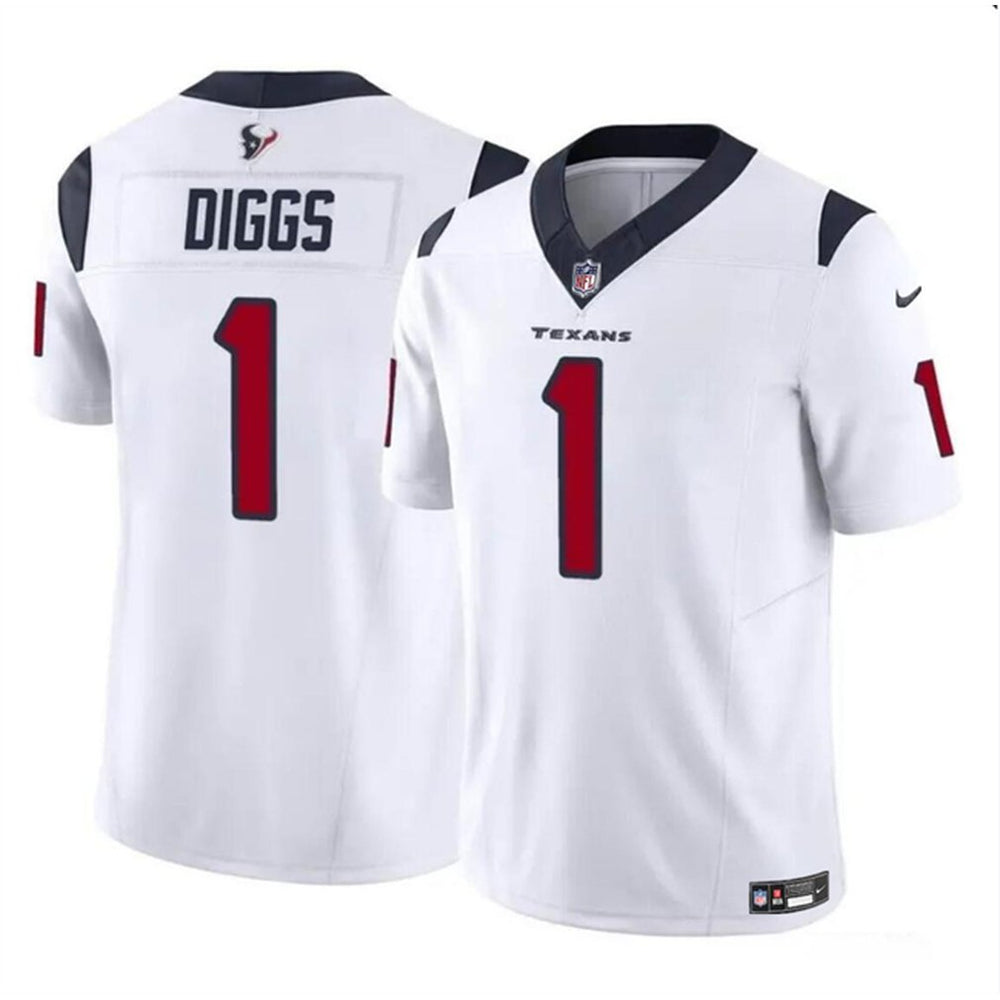 Men's Houston Texans #1 Stefon Diggs White 2024 F.U.S.E Vapor Untouchable Stitched Football Jersey 