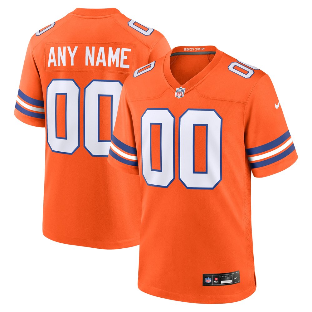 Men's Denver Broncos Orange Mile High Collection 1977 Throwback Custom Game Jersey 