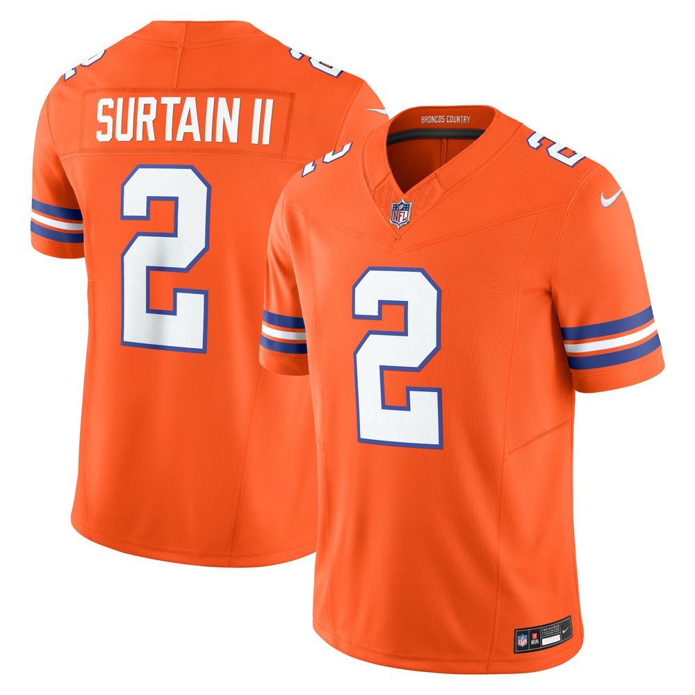 Men's Denver Broncos Patrick Surtain II Orange Alternate Mile High Collection 1977 Throwback Vapor F.U.S.E. Limited Jersey 