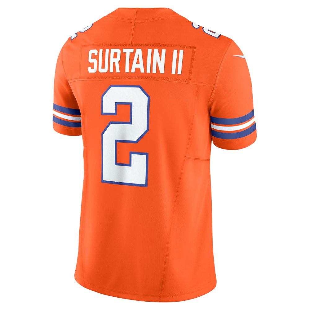 Men's Denver Broncos Patrick Surtain II Orange Alternate Mile High Collection 1977 Throwback Vapor F.U.S.E. Limited Jersey 