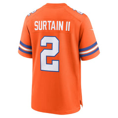 Men's Denver Broncos Patrick Surtain II Orange Mile High Collection 1977 Throwback Player Game Jersey 