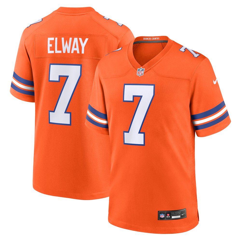 Men's Denver Broncos John Elway Orange Mile High Collection 1977 Throwback Retired Player Game Jersey 