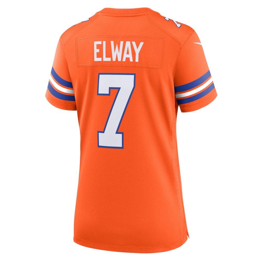 Women's Denver Broncos John Elway Orange Mile High Collection 1977 Throwback Player Game Jersey 