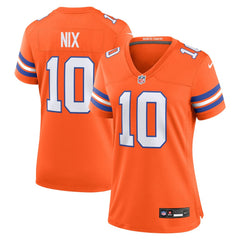 Women's Denver Broncos Bo Nix Orange Mile High Collection 1977 Throwback Player Game Jersey 