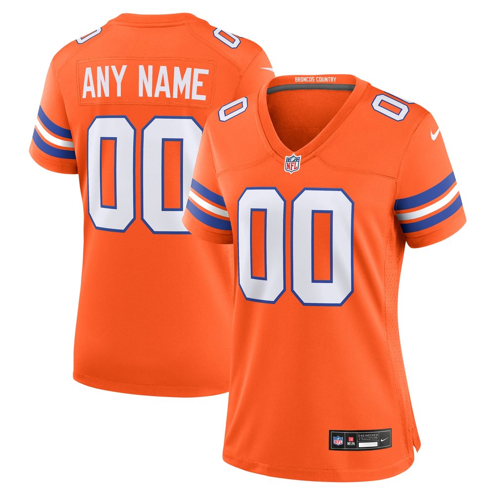 Women's Denver Broncos Orange Mile High Collection 1977 Throwback Custom Game Jersey 