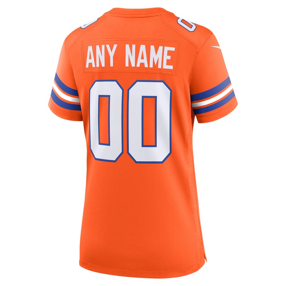 Women's Denver Broncos Orange Mile High Collection 1977 Throwback Custom Game Jersey 