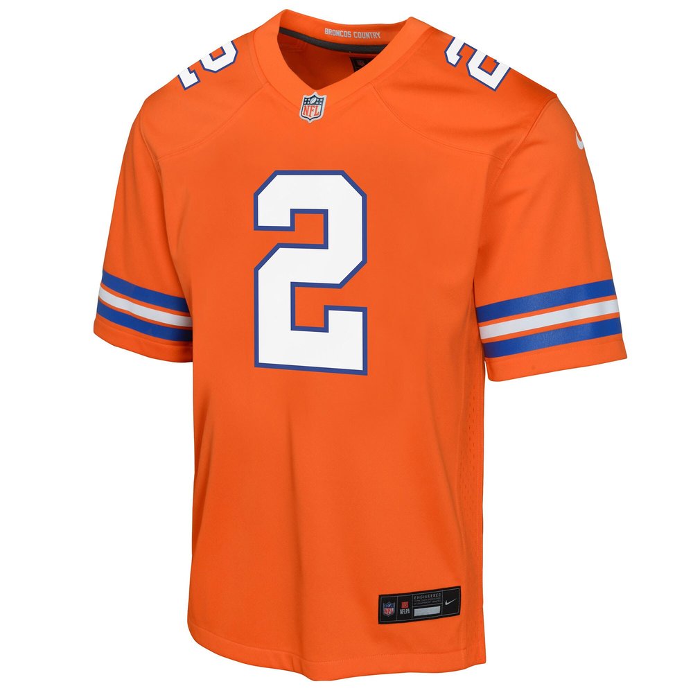 Youth Denver Broncos Patrick Surtain II Orange Mile High Collection 1977 Throwback Game Jersey 