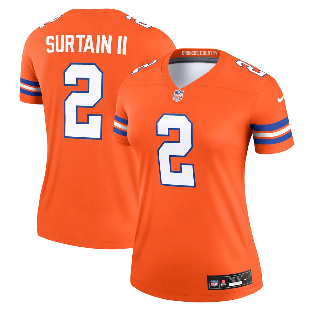 Women's Denver Broncos Patrick Surtain II Orange Mile High Collection 1977 Throwback Player Legend Jersey 