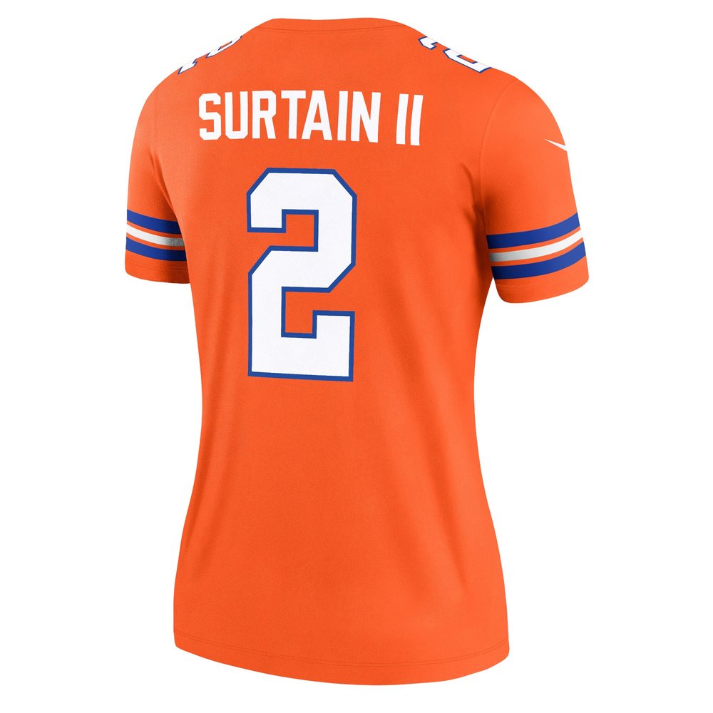 Women's Denver Broncos Patrick Surtain II Orange Mile High Collection 1977 Throwback Player Legend Jersey 