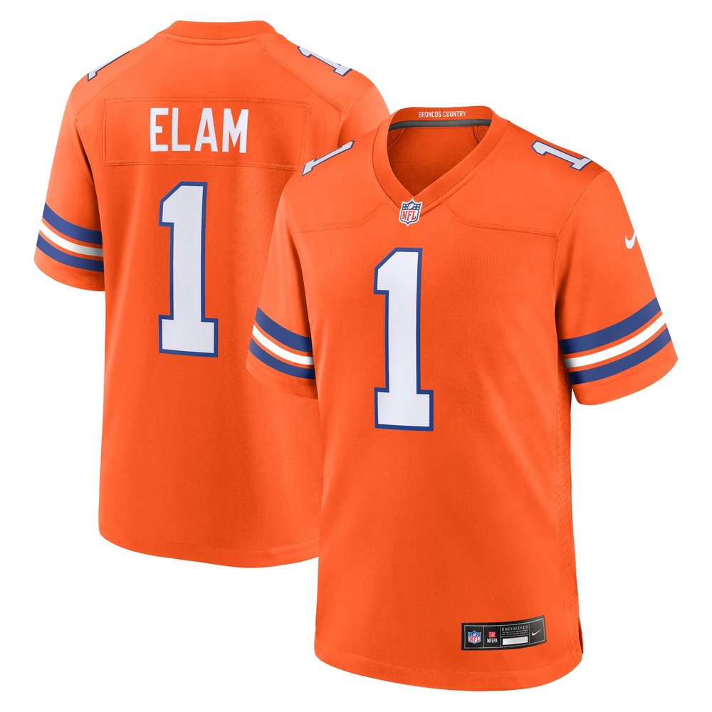 Men's Denver Broncos Jason Elam Orange Mile High Collection 1977 Throwback Retired Player Game Jersey 
