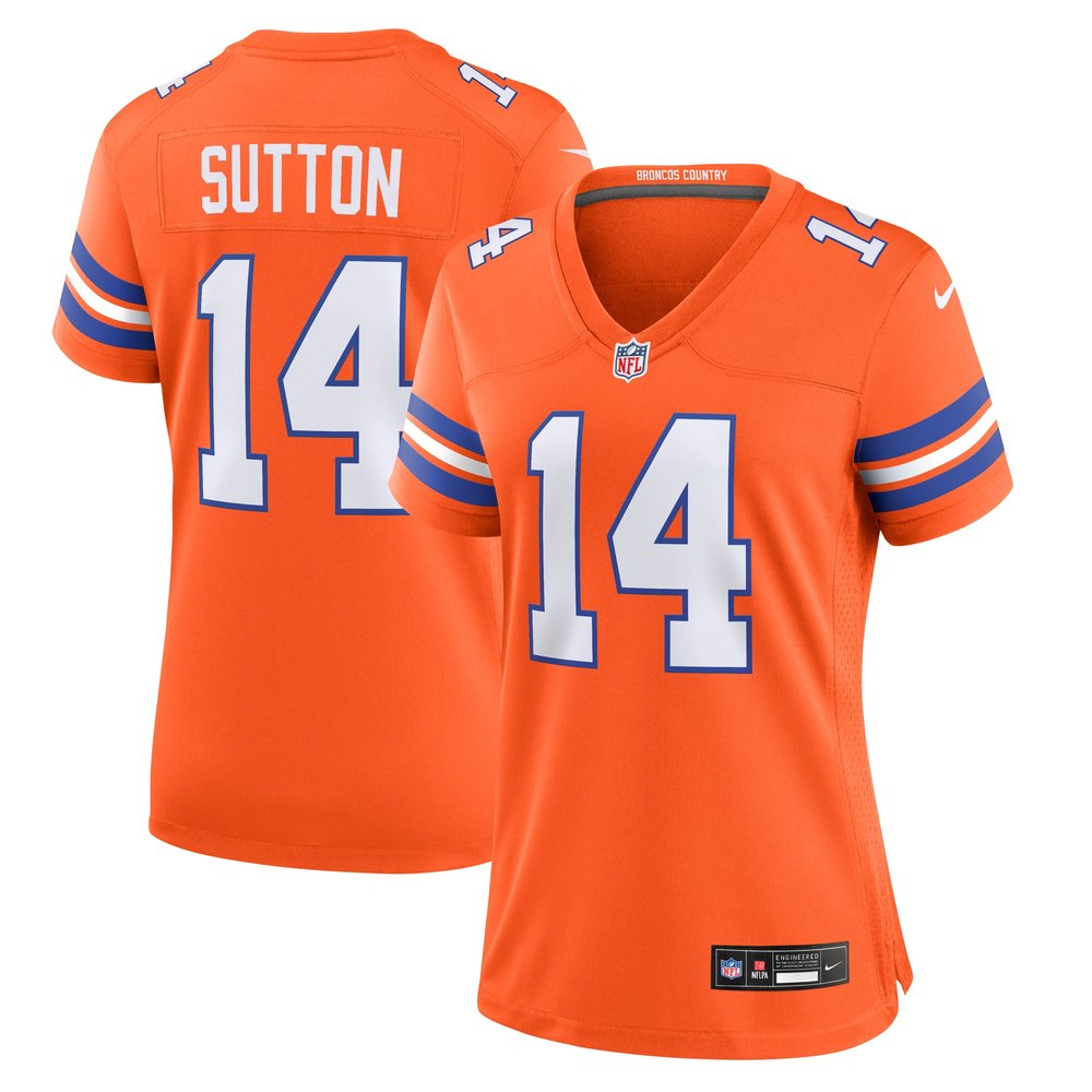 Women's Denver Broncos Courtland Sutton Orange Mile High Collection 1977 Throwback Player Game Jersey 