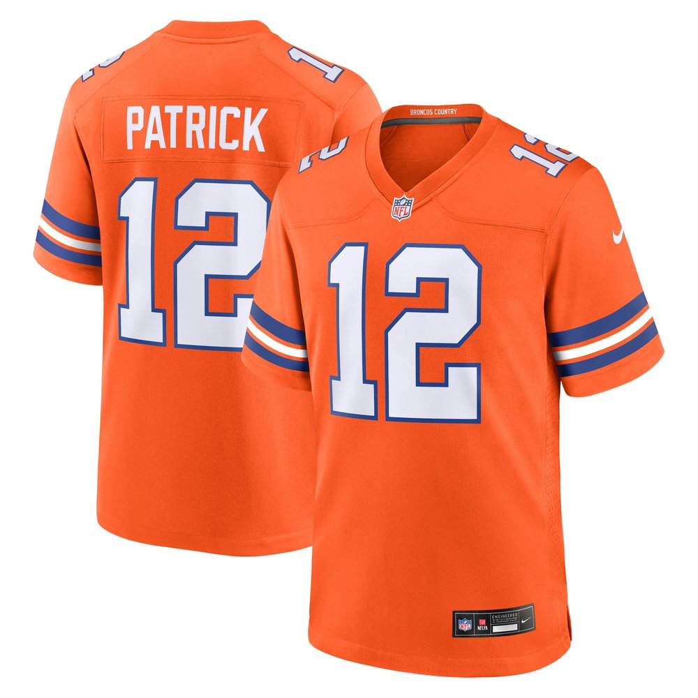 Men's Denver Broncos Tim Patrick Orange Mile High Collection 1977 Throwback Player Game Jersey 