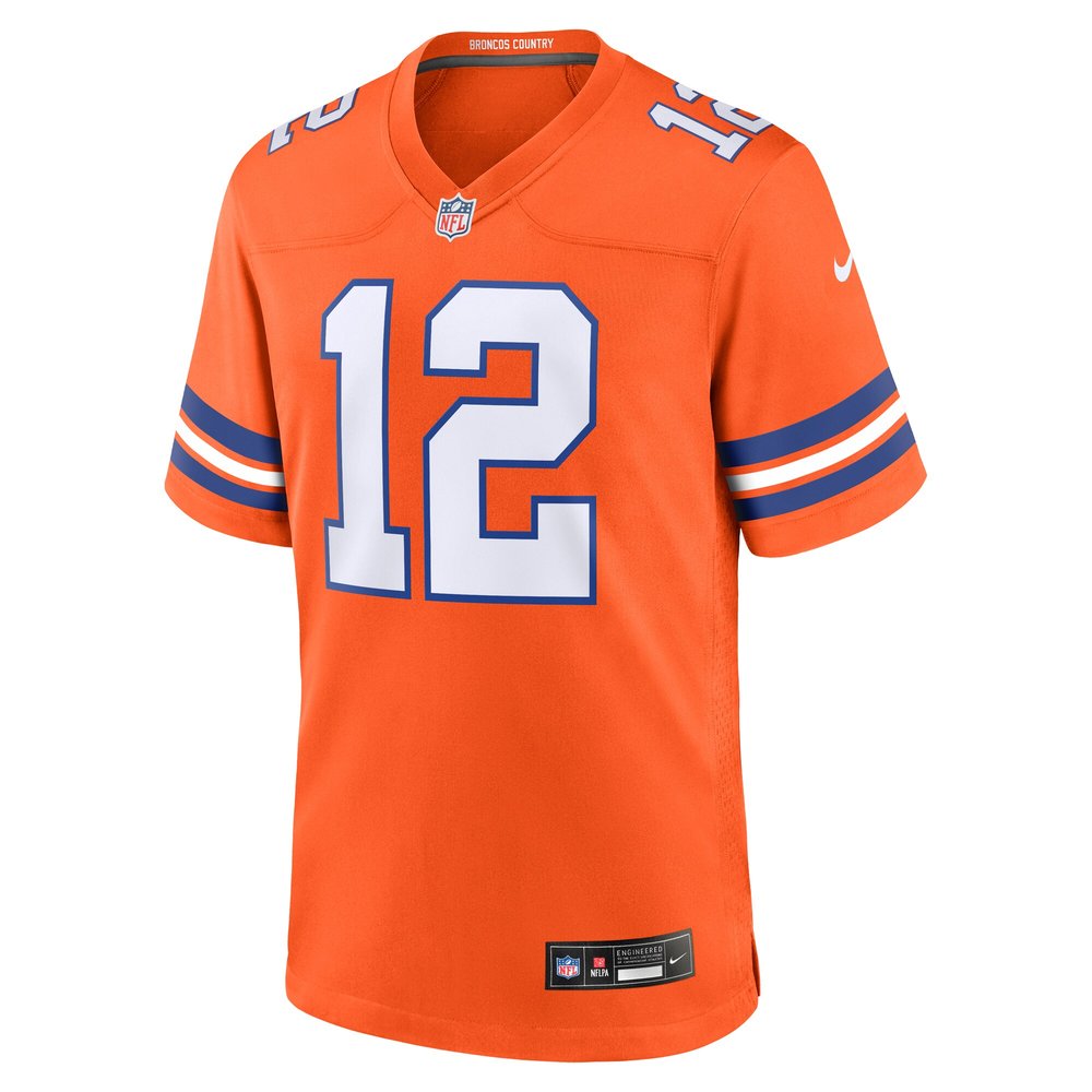 Men's Denver Broncos Tim Patrick Orange Mile High Collection 1977 Throwback Player Game Jersey 