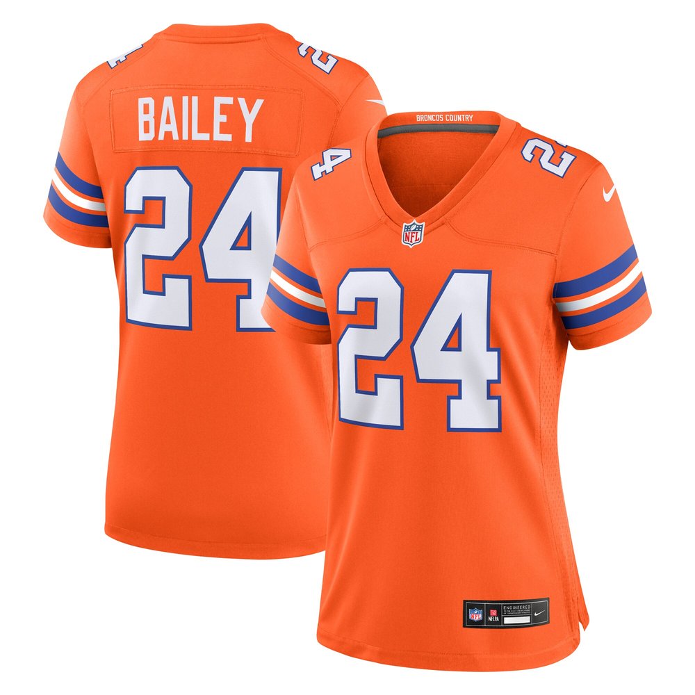 Women's Denver Broncos Champ Bailey Orange Mile High Collection 1977 Throwback Retired Player Game Jersey 