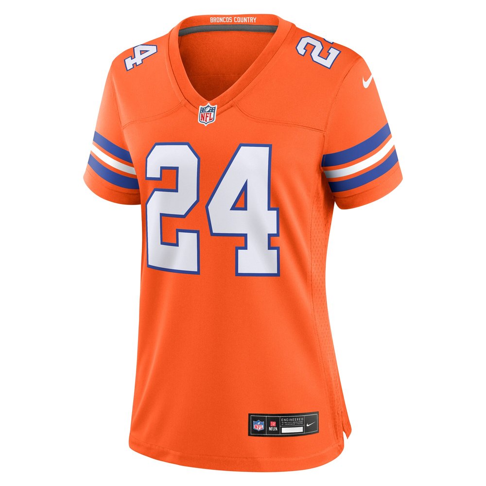 Women's Denver Broncos Champ Bailey Orange Mile High Collection 1977 Throwback Retired Player Game Jersey 