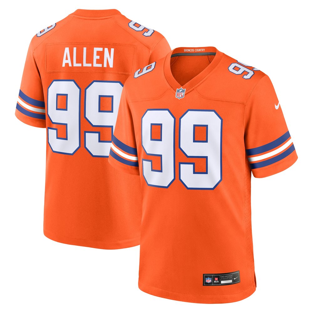 Men's Denver Broncos Zach Allen Orange Mile High Collection 1977 Throwback Player Game Jersey 