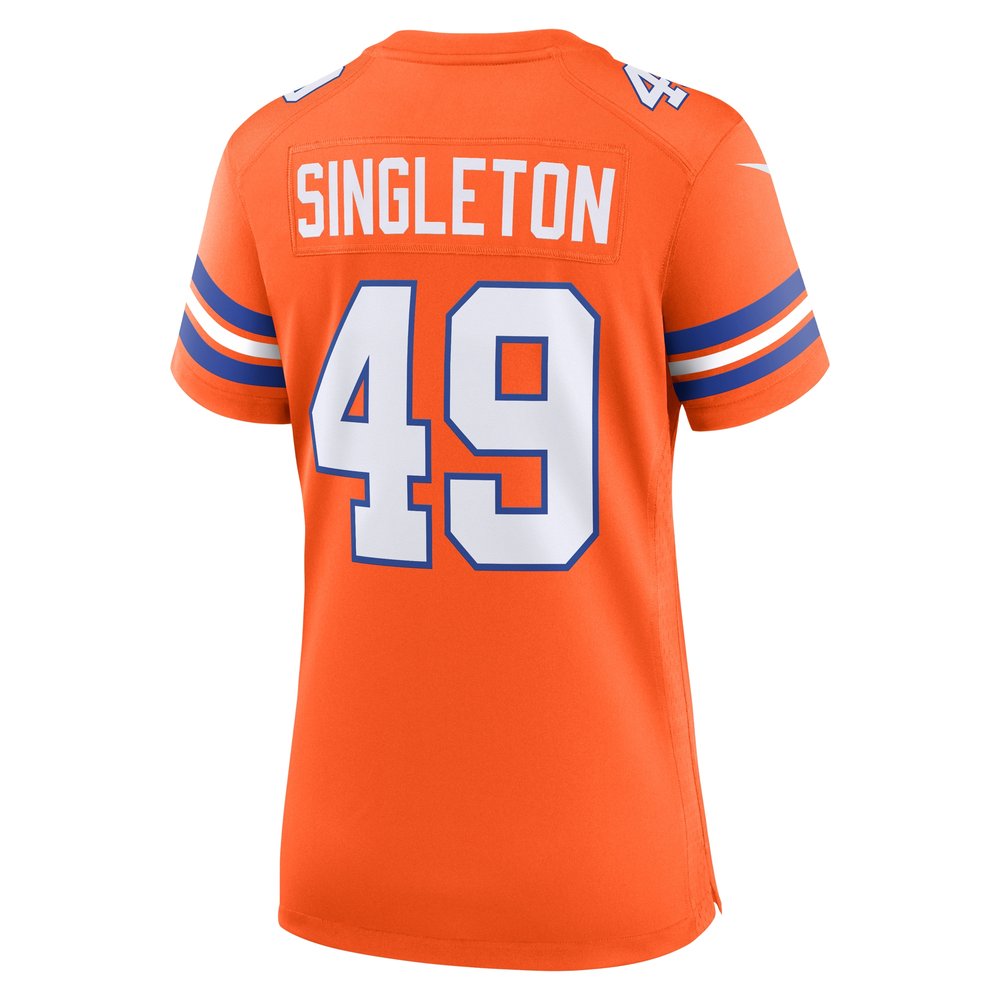 Women's Denver Broncos Alex Singleton Orange Mile High Collection 1977 Throwback Player Game Jersey 