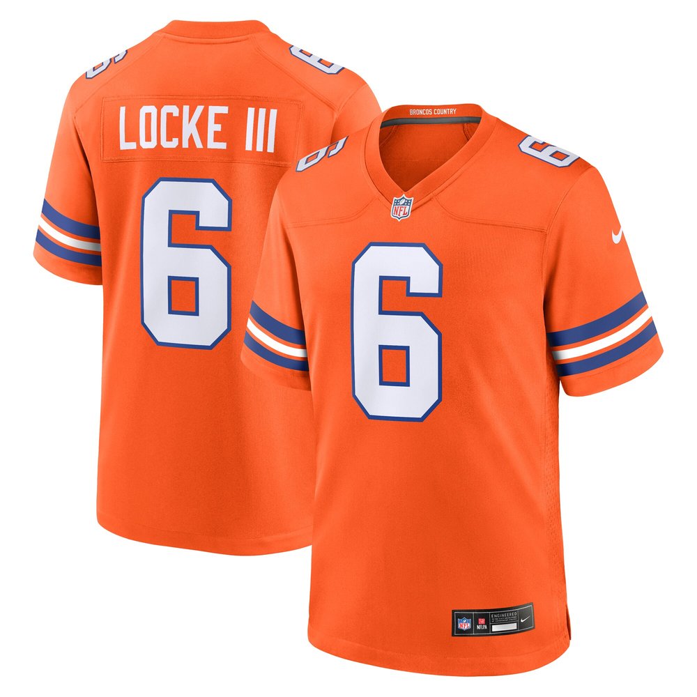 Men's Denver Broncos P.J. Locke III Orange Mile High Collection 1977 Throwback Player Game Jersey 