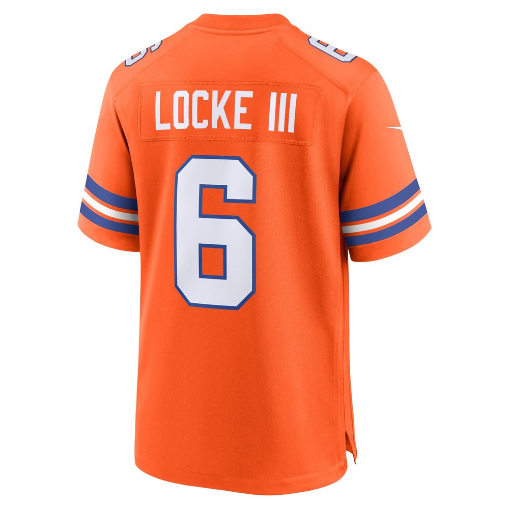 Men's Denver Broncos P.J. Locke III Orange Mile High Collection 1977 Throwback Player Game Jersey 