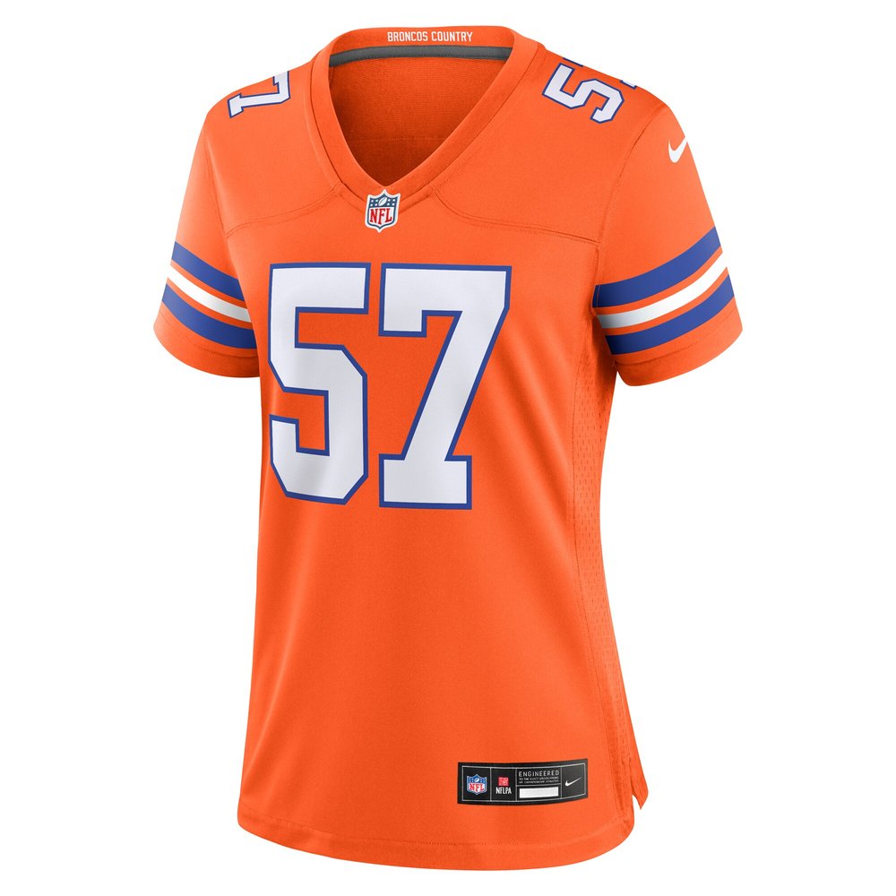 Women's Denver Broncos Tom Jackson Orange Mile High Collection 1977 Throwback Retired Player Game Jersey 