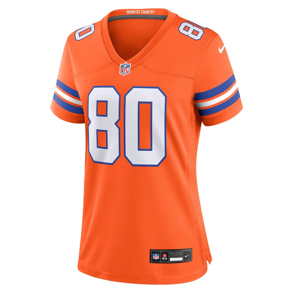 Women's Denver Broncos Rod Smith Orange Mile High Collection 1977 Throwback Retired Player Game Jersey 
