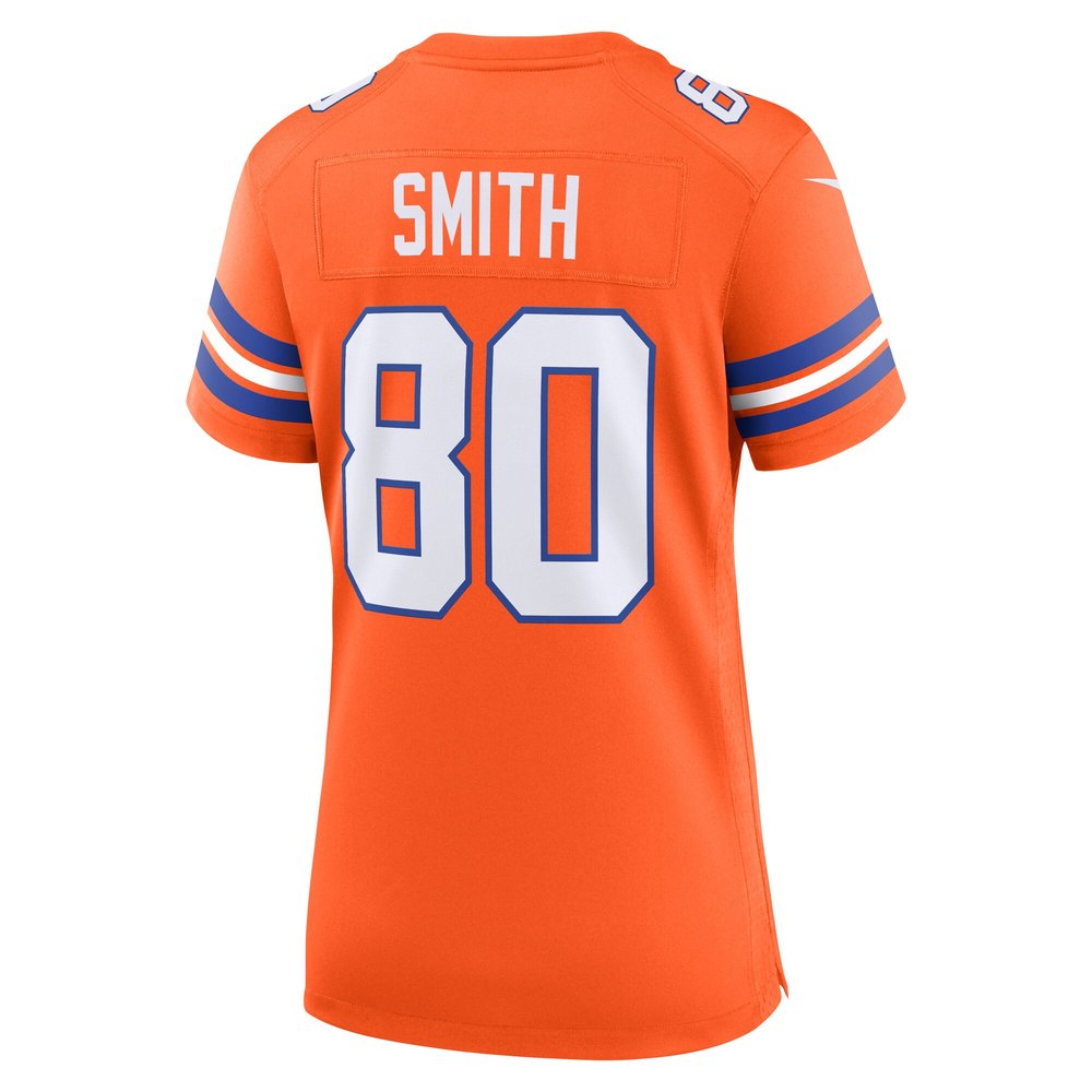 Women's Denver Broncos Rod Smith Orange Mile High Collection 1977 Throwback Retired Player Game Jersey 
