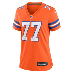 Women's Denver Broncos Quinn Meinerz Orange Mile High Collection 1977 Throwback Player Game Jersey 