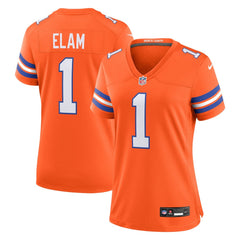 Women's Denver Broncos Jason Elam Orange Mile High Collection 1977 Throwback Retired Player Game Jersey 