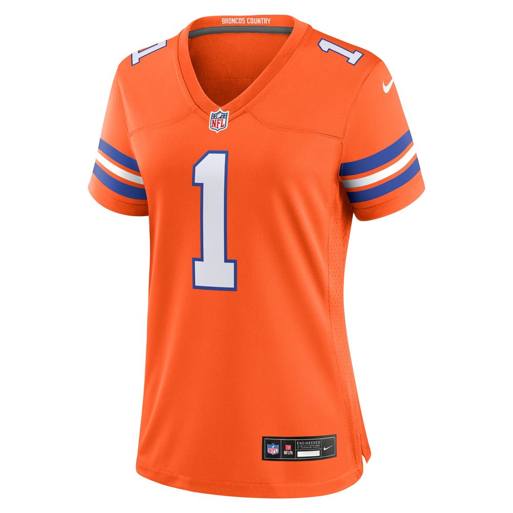 Women's Denver Broncos Jason Elam Orange Mile High Collection 1977 Throwback Retired Player Game Jersey 