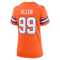 Women's Denver Broncos Zach Allen Orange Mile High Collection 1977 Throwback Player Game Jersey 