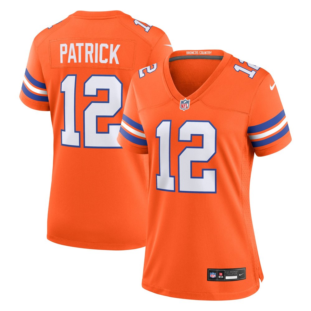 Women's Denver Broncos Tim Patrick Orange Mile High Collection 1977 Throwback Player Game Jersey 