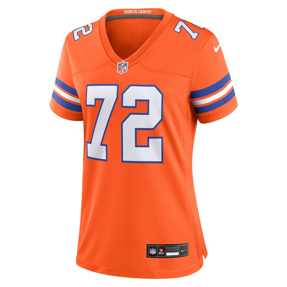 Women's Denver Broncos Garrett Bolles Orange Mile High Collection 1977 Throwback Player Game Jersey 